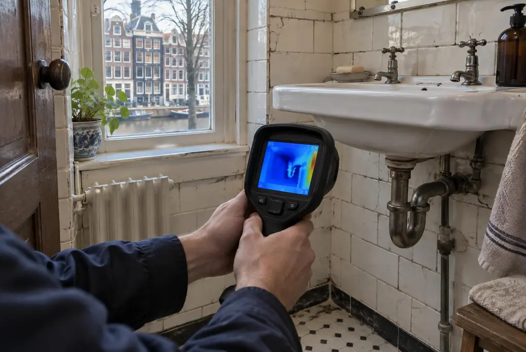 Lekdetectie Hengelo – badkamer met oude leidingen achter de tegels