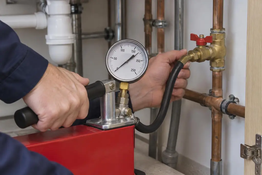 Lekdetectie Hengelo – druktest op een waterleiding met een manometer