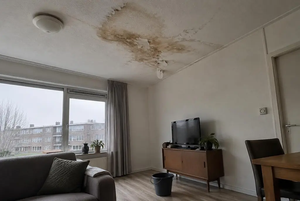 Lekdetectie Hengelo – vochtplek op het plafond onder een badkamer